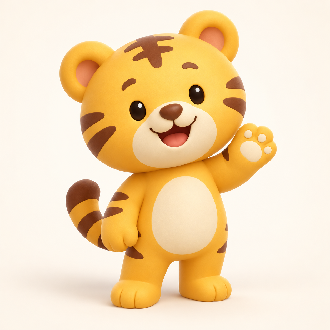 Friendly tiger guide waving hello